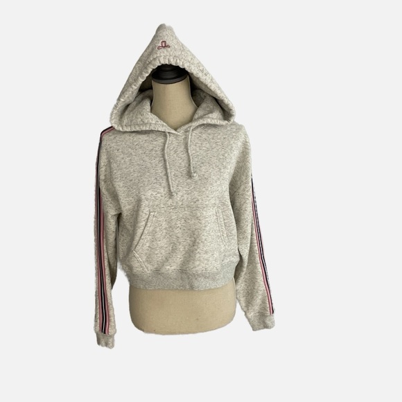 TNA The Iconic Hoodie Cropped Striped Sleeves Gray Size XXS Boxy Oversized - Picture 3 of 13